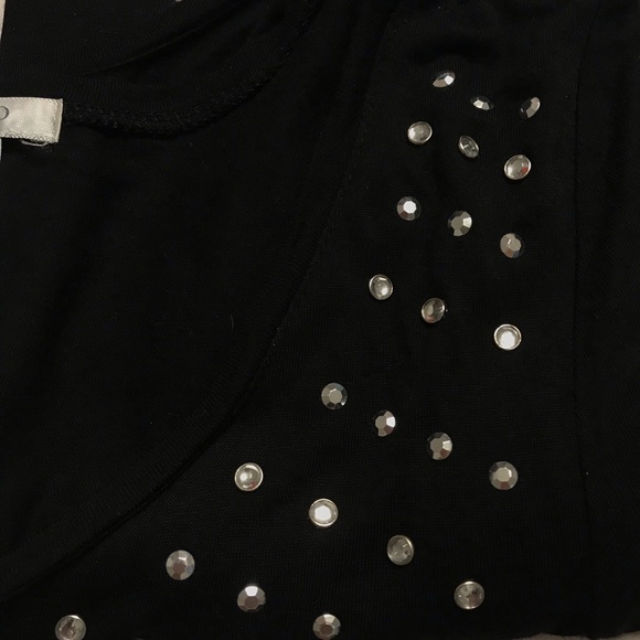 Black Sequined Short Sleeve Top - Picture 2 of 3
